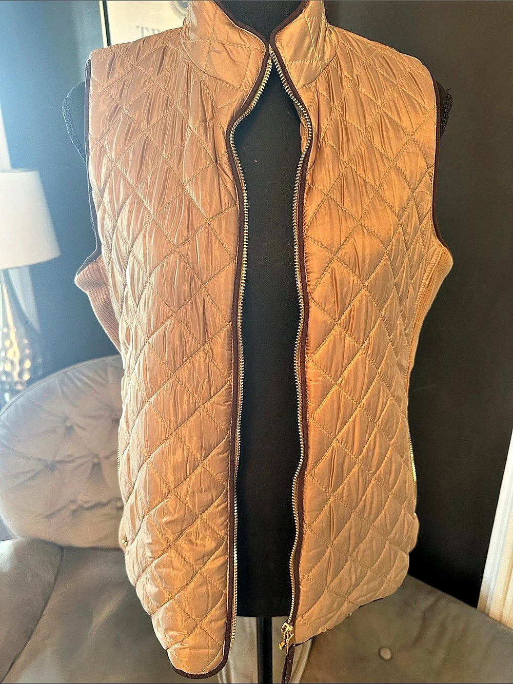 Rafaella Quilted Vest in Brown Small Like New